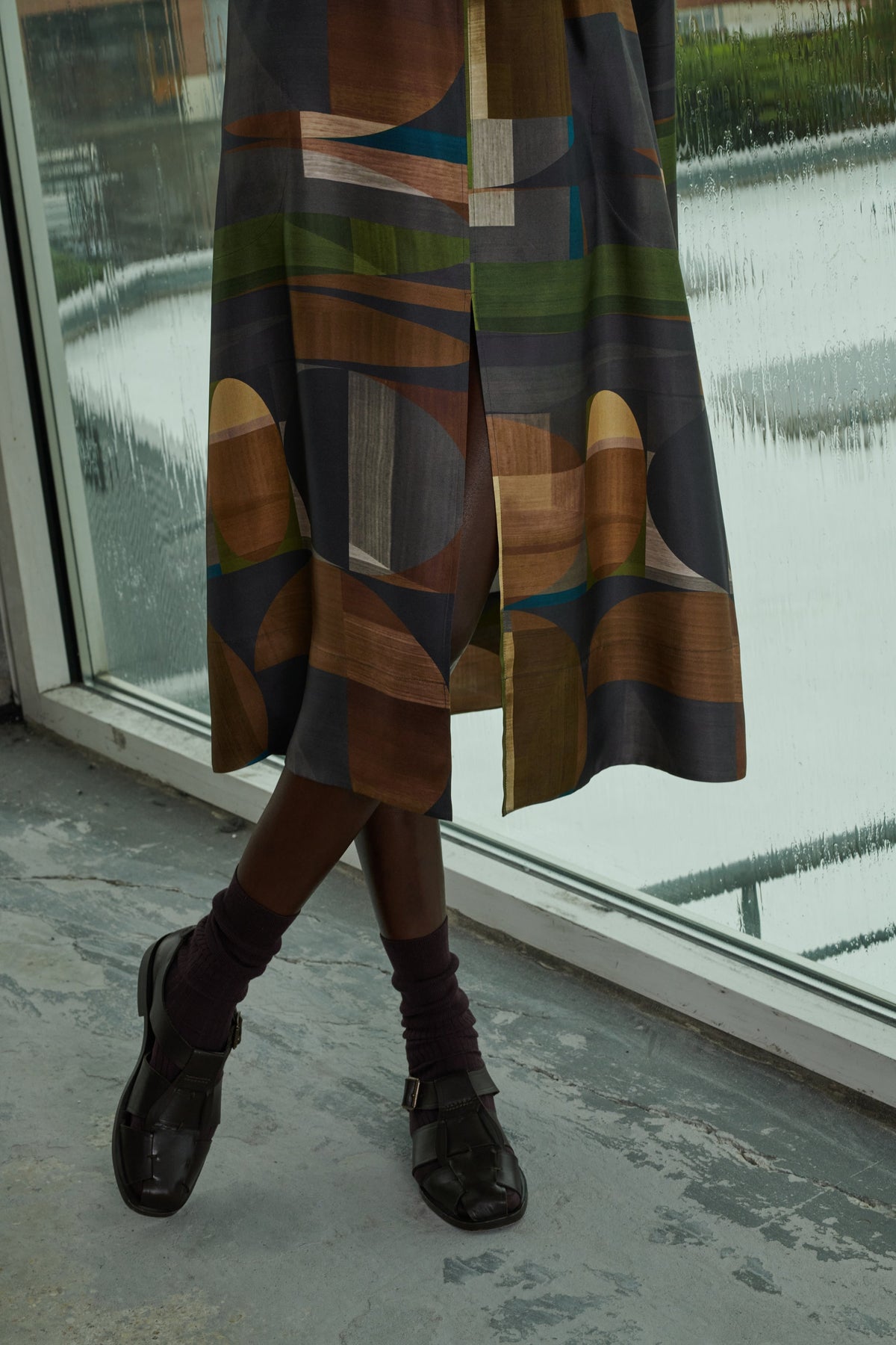 ROBE VANZY VERT/MARRON
