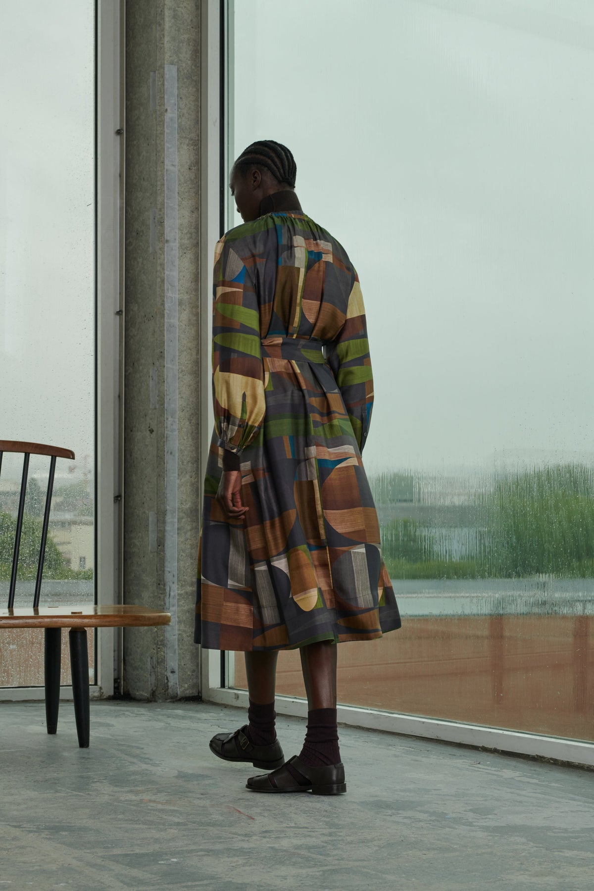 ROBE VANZY VERT/MARRON