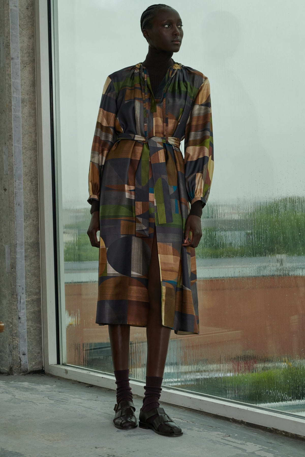 ROBE VANZY VERT/MARRON