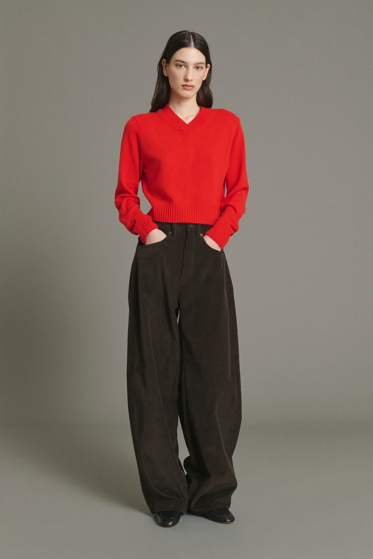 Pull Jonas - Rouge - Laine Mérinos - Femme vue 3