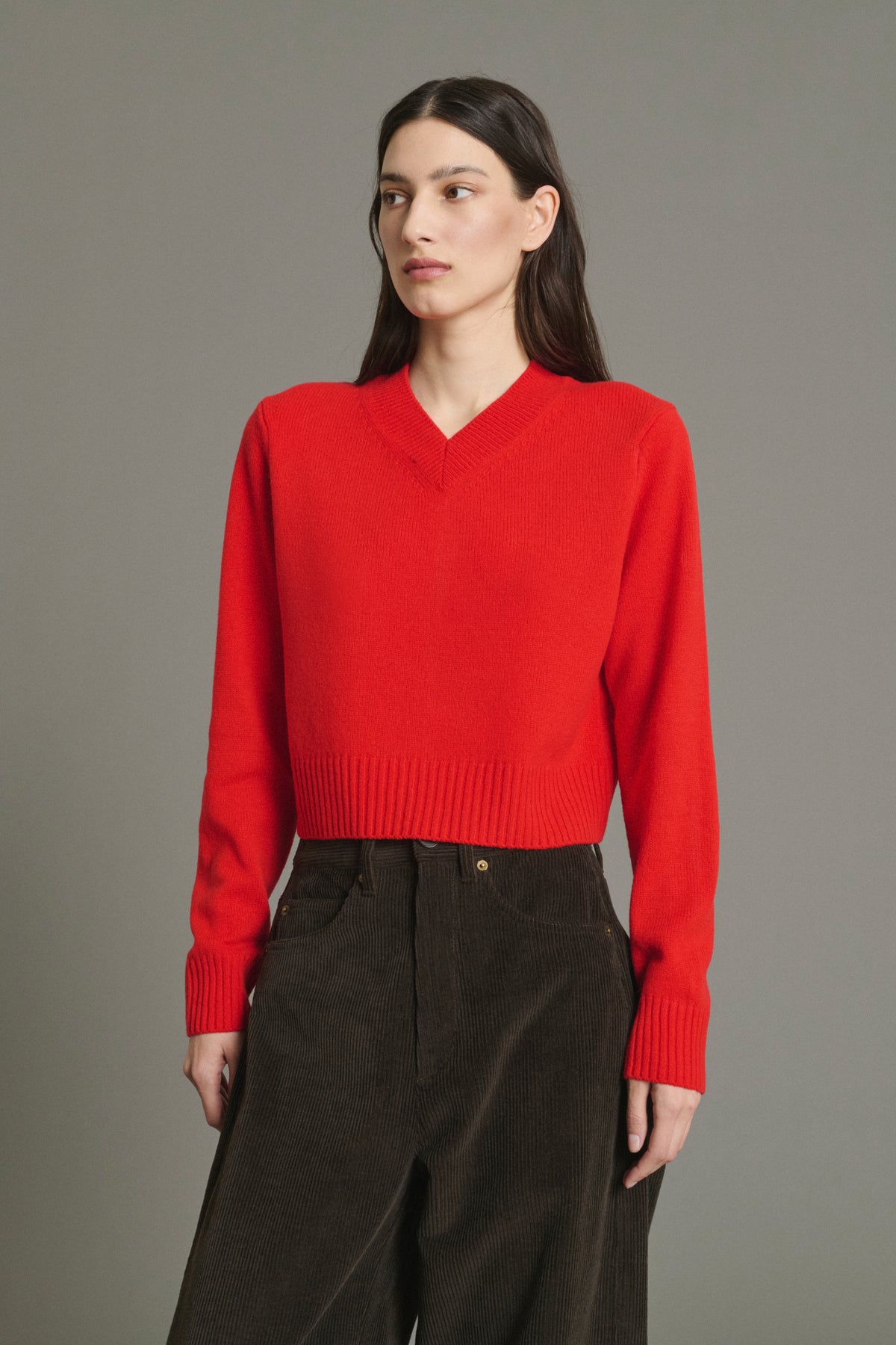 Pull Jonas - Rouge - Laine Mérinos - Femme vue 1