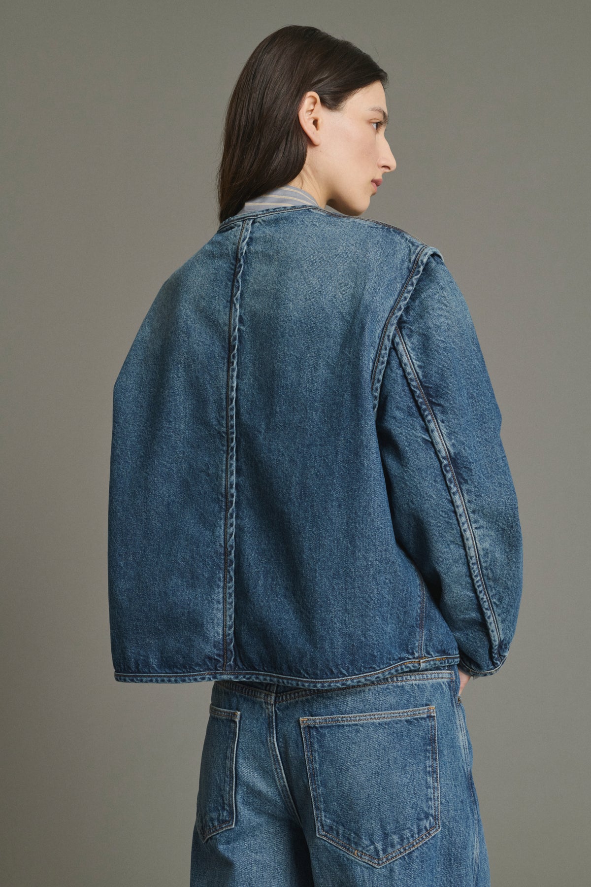 Veste Agatha - Bleu Denim Coton Femme - Soeur vue 2