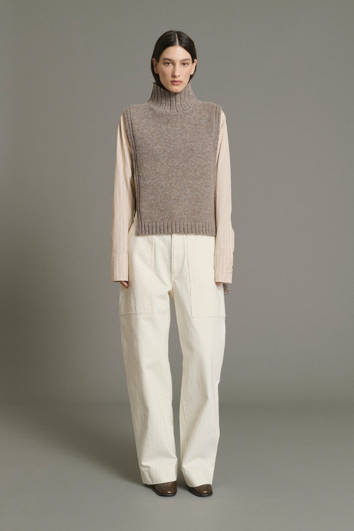 Pull Or - Beige/Gris - Laine - Femme vue 1