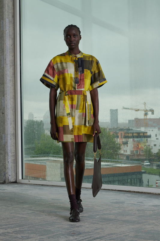 ROBE WANDA JAUNE/KAKI