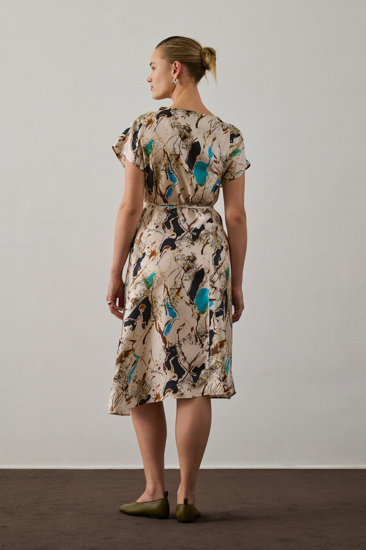 Robe Felicie - Beige/Turquoise - Soie - Femme vue 2