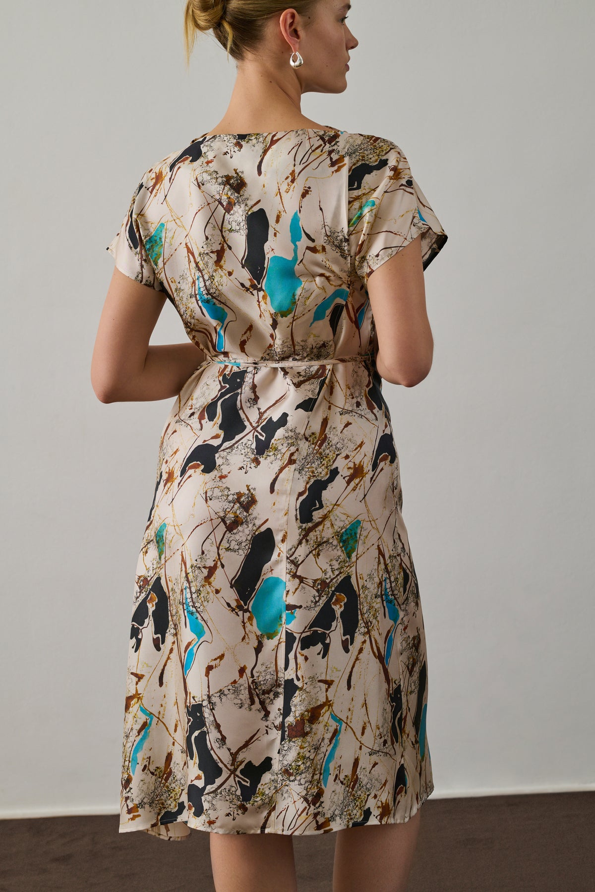 Robe Felicie - Beige/Turquoise - Soie - Femme
