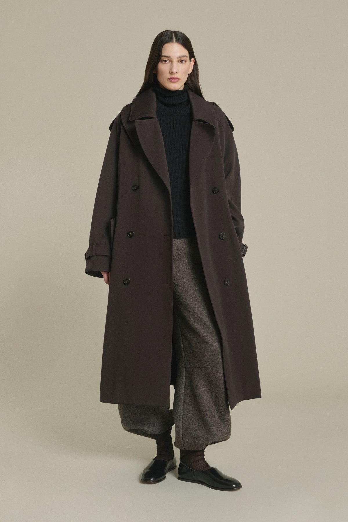 Manteau Lazare - Ébène - Laine - Femme vue 1
