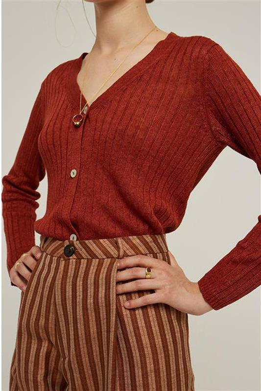 CARDIGAN FIBRE BEIGE CHINÉ