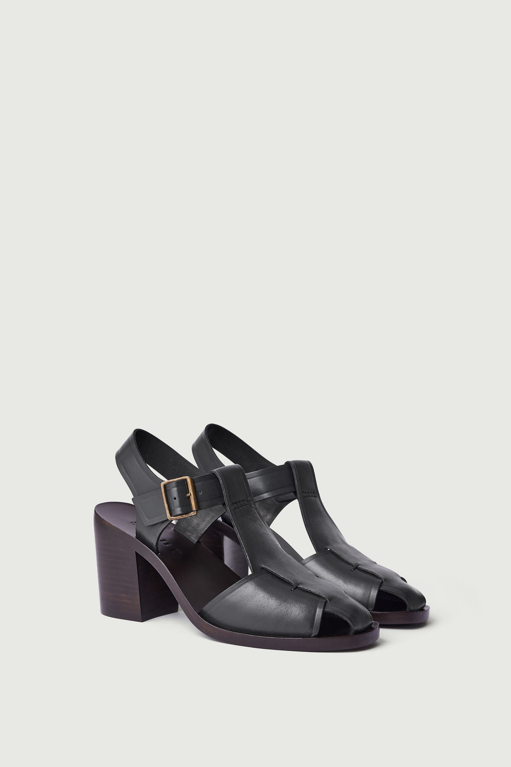 Sandalias Vera - Gris Antracita - Cuero - Mujer