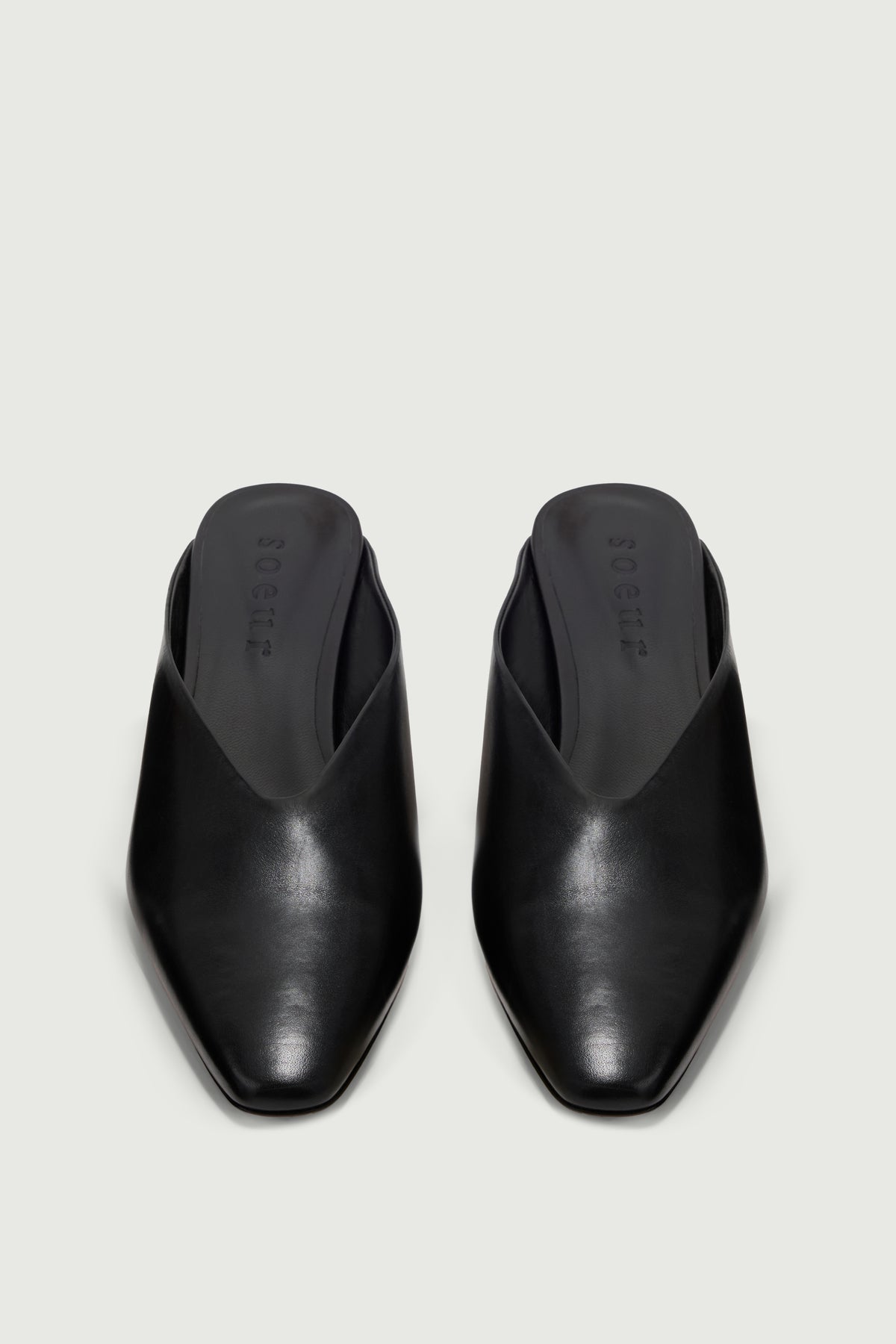 Mules Amalie - Noir Cuir à Talon - Soeur