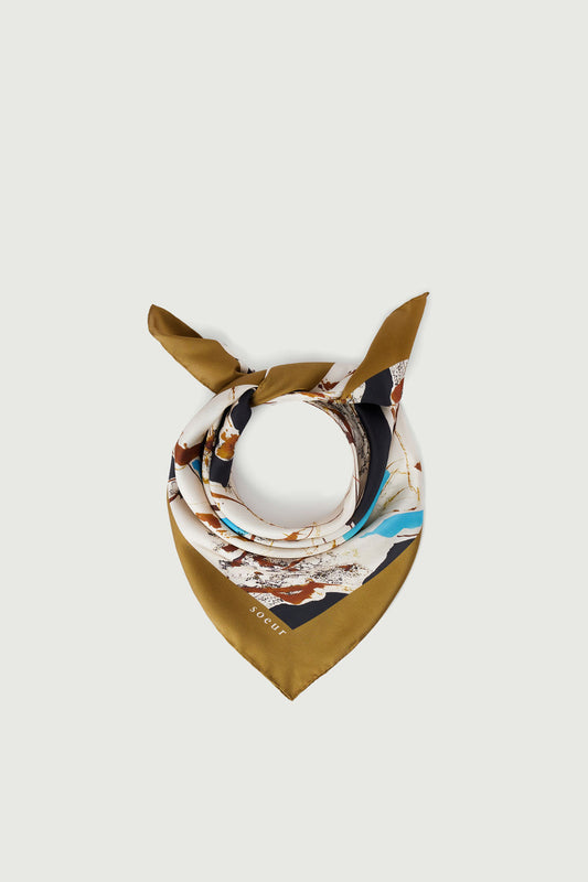 Capucine scarf - Beige/Turquoise - Silk - Women