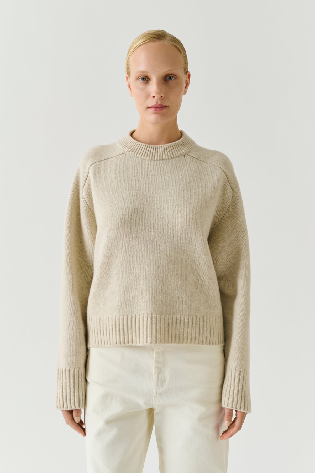 Pull Will - Écru Chiné - Laine Mérinos - Femme vue 1