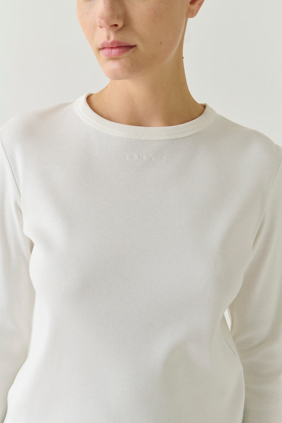 T-Shirt Flavie - Blanc Coton Bio Manches Longues - Soeur
