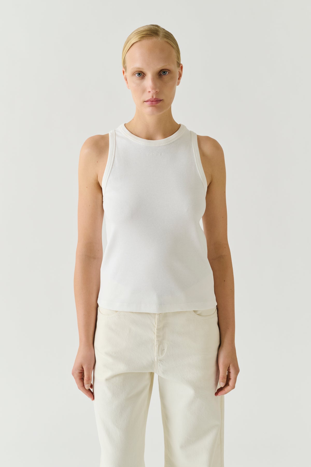 Débardeur Dolly - Blanc Coton Côtes Fines Femme - Soeur