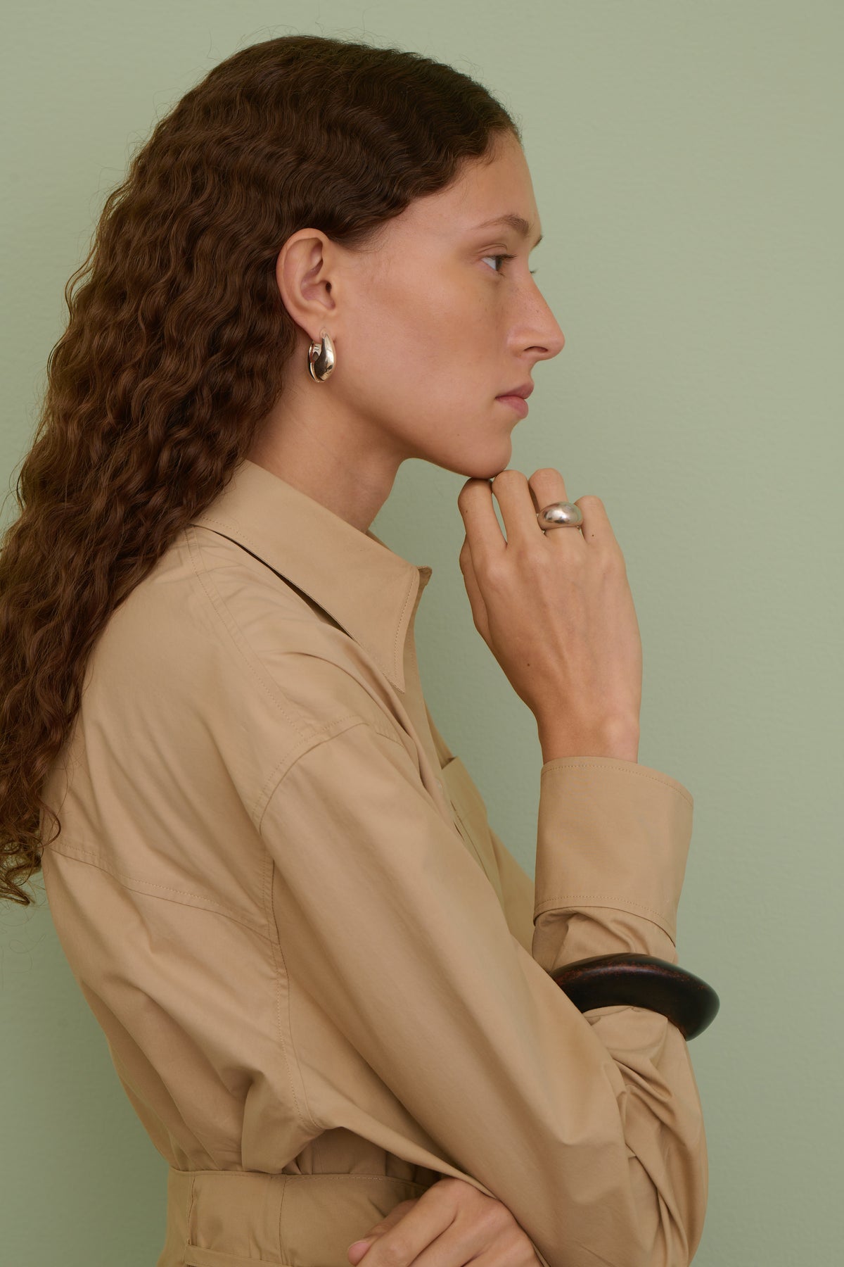 Pendientes Maxi - Plata - Ligne Plate - Mujer vue 4