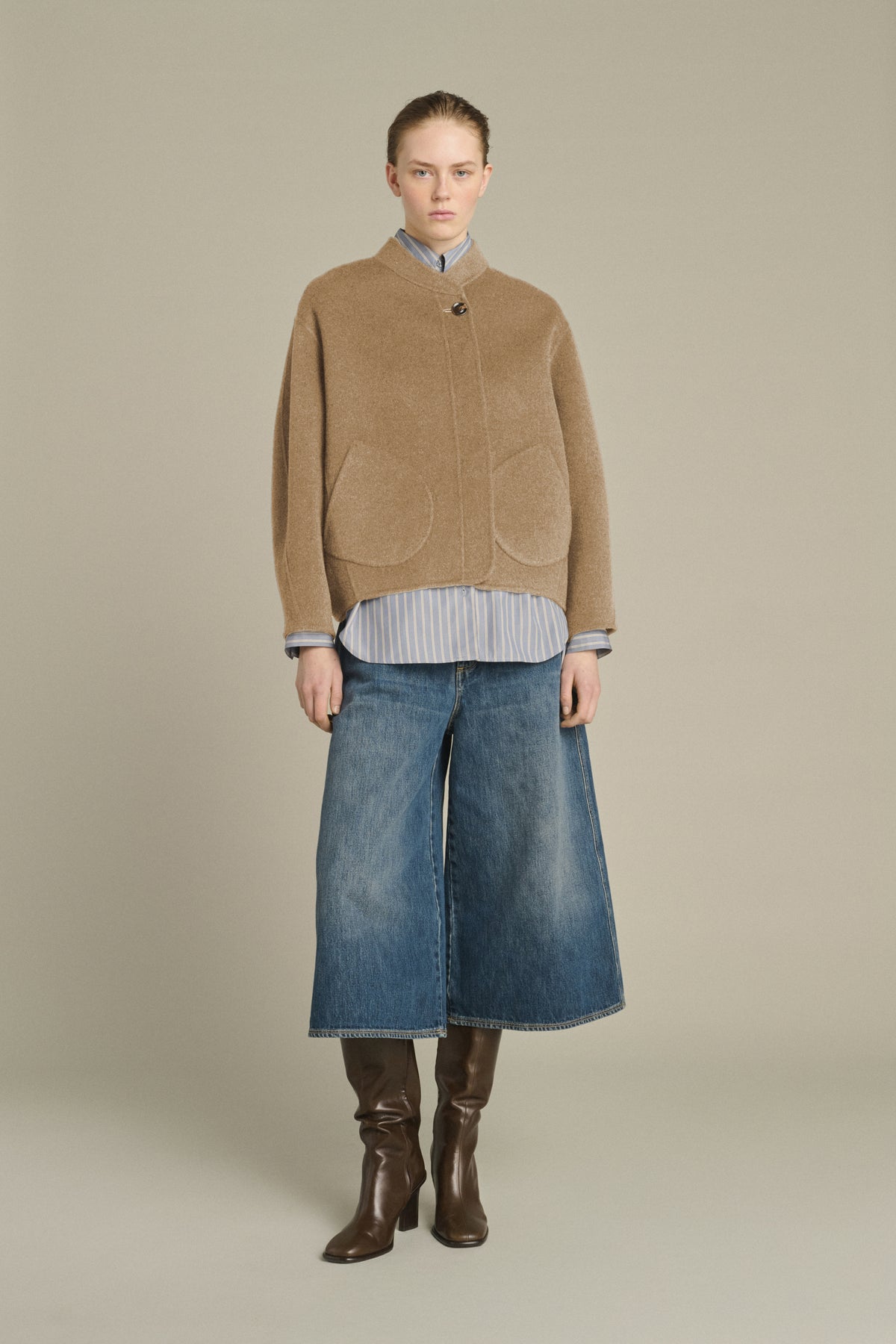 MANTEAU WINDSOR CAMEL CHINÉ vue 2