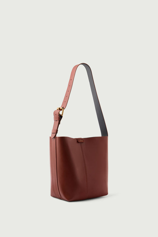 Bolso Saudade Mini - Caoba/Negro - Cuero - Mujer