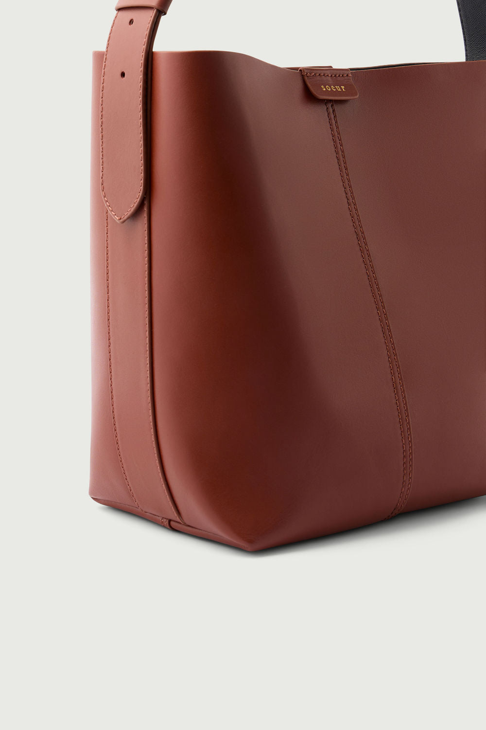 Bolso Saudade Mini - Caoba/Negro - Cuero - Mujer
