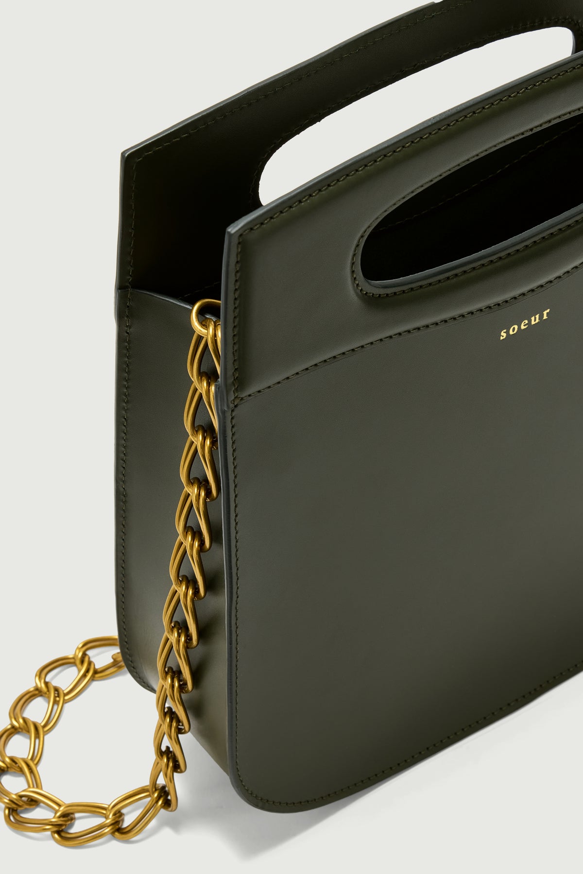 Sac Cheri - Vert Militaire - Cuir - Femme vue 4