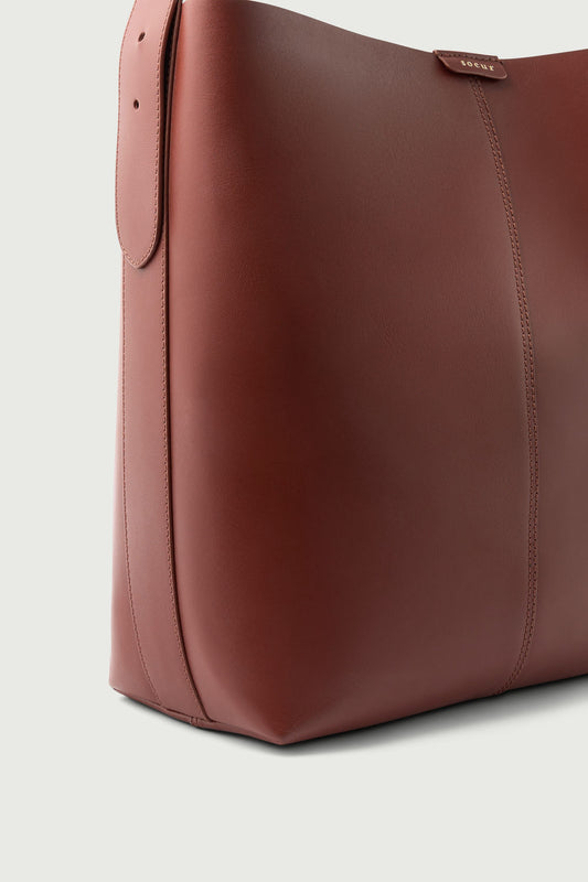 Bolso Saudade - Caoba/Negro - Cuero - Mujer