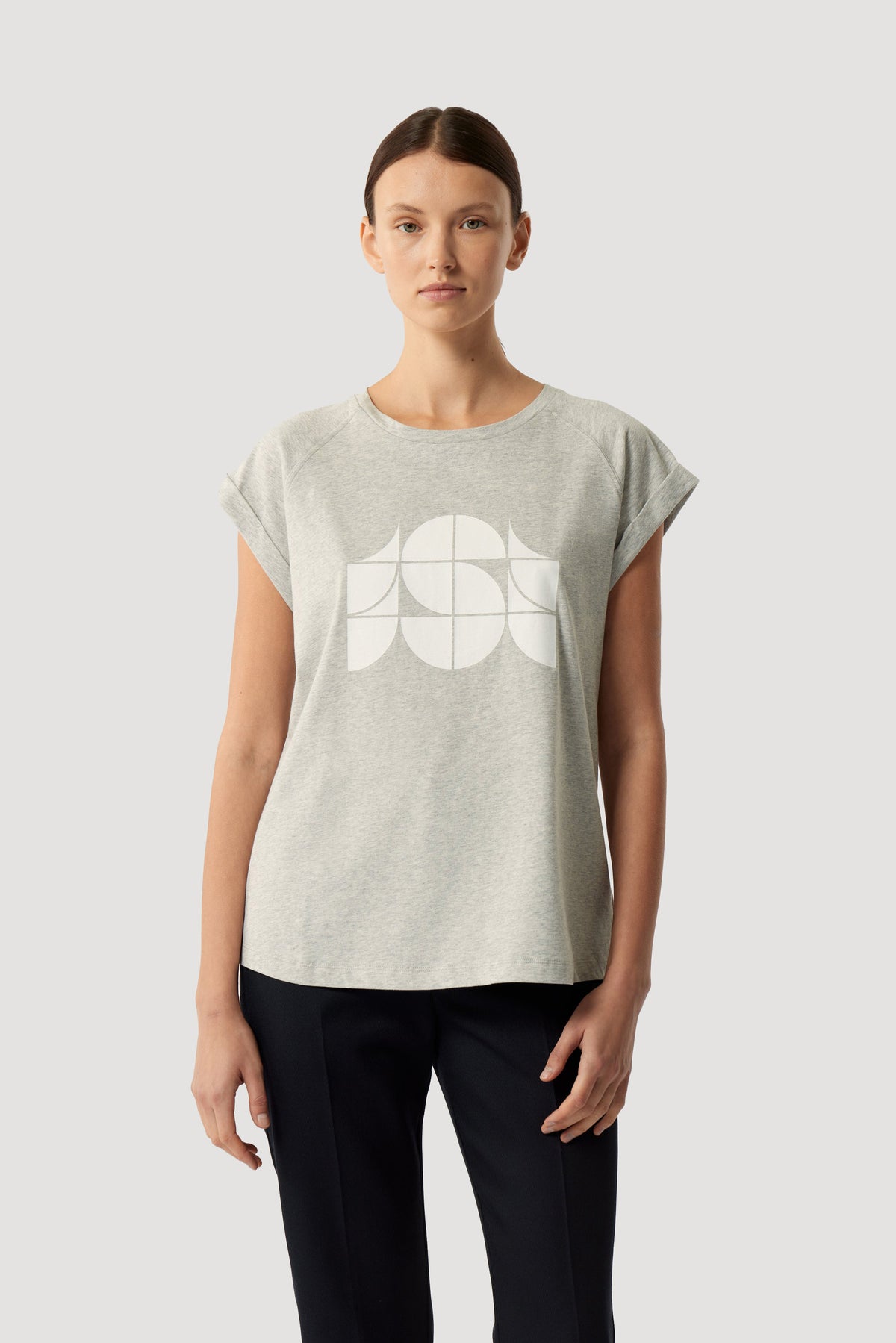 Camiseta Valentina - Gris jaspeado - Algodón - Mujer